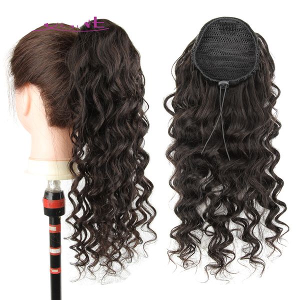 

gorgeous black long high ponytail hairpieces clip in body wave hair extension indian virgin hair drawsting pony tails hair extensions 140g