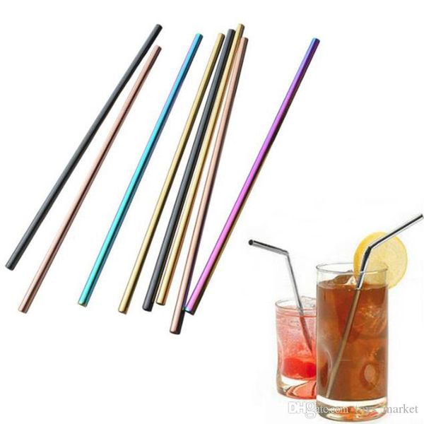 

10.5inch stainless steel straw straight and bend straws cleaning brush reusable drinking straw bar drinking tool juice party bar accessorie