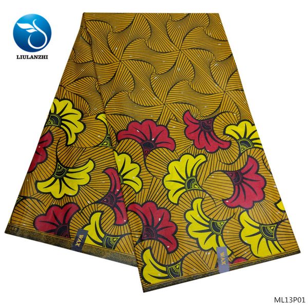 

liulanzhi wax fabrics 2019 cotton wax fabric african real fabric for women or men 6yards ml13p01-ml13p07, Black;white