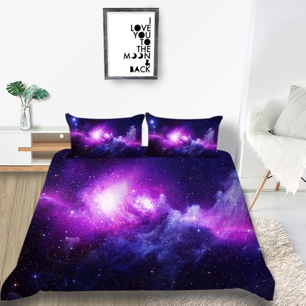 Luxury Bedding Set Starry Sky Fantasy Soft Mysterious Purple Duvet