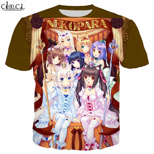 

2020 Game Nekopara T Shirt Men Women Anime Girl Chocolat Vanilla 3D Print Short Sleeve Hip Hop Streetwear Tops