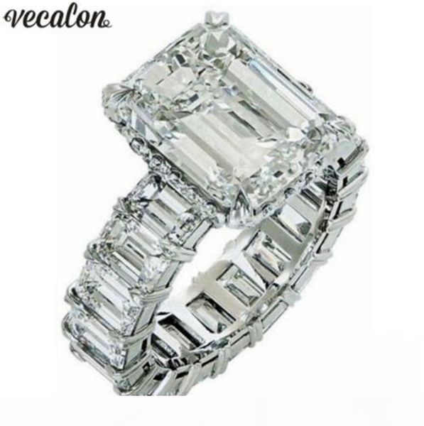 

vecalon 2019 vintage princess cut ring 925 sterling silver 6ct diamond engagement wedding band rings for women finger jewelry, Slivery;golden