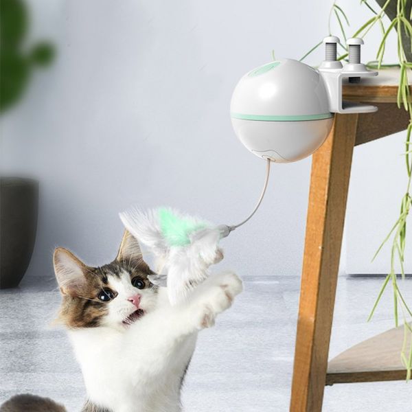 

pet cats laser toys pet kitten laser feather toys 360 degree automatic electric with base funny feather cats supplies