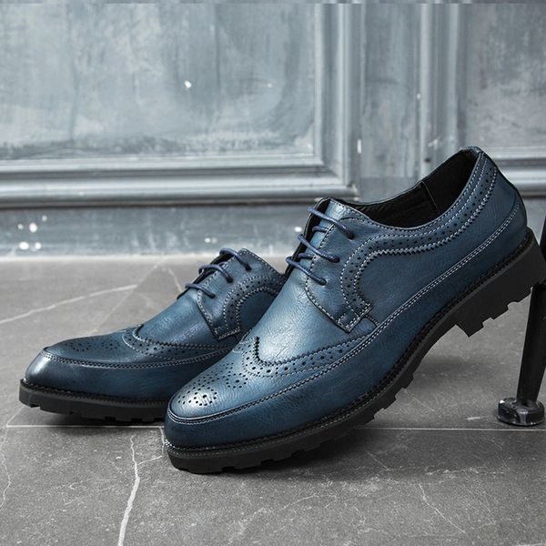 

новый человек бизнес обувь мода искусственная кожа офис формальная обувь мужчины классическая партия свадьба зашнуровать квартиры обувь мужс, Black