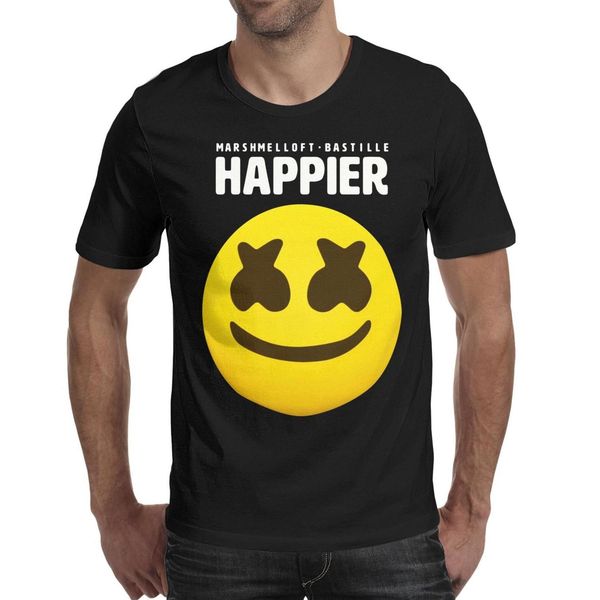 

marshmello basille более счастливая улыбка черная мужская футболка дизайн классные футболки супергероя чемпион спортивная футболка, White;black
