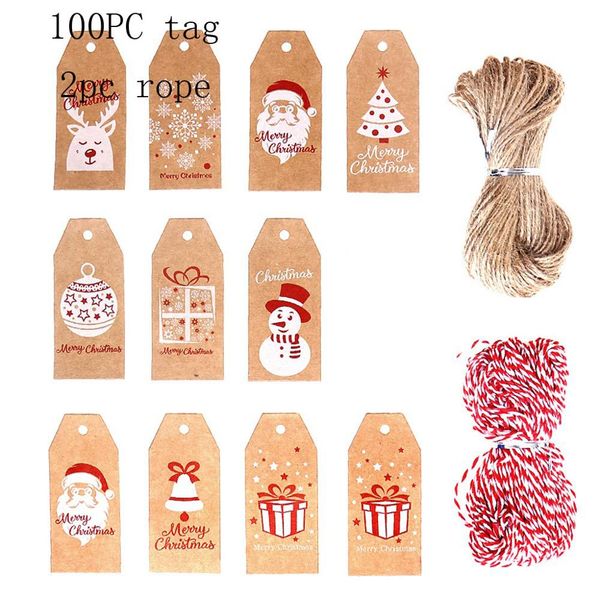 

100pcs christmas gift tags kraft paper tag label xmas gift for party diy price label box hang tag garment tags
