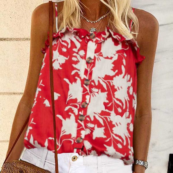 

ruffled blouse square neck summer chiffon printing blouse boho shirt blusas mujer de moda 2020 womens blouses clothes, White