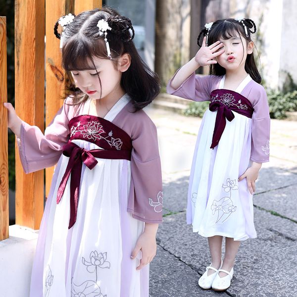 

girls hanfu children traditional ancient chinese festival outfit folk dress kids tang fairy dress chinese dance costumes sl1001, Black;red