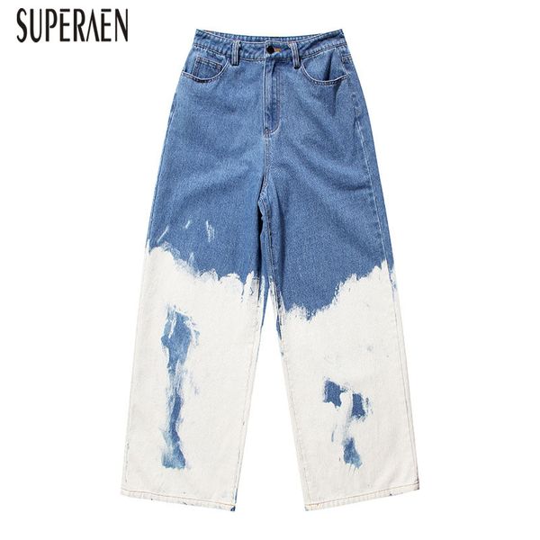 

superaen europe women's long jeans 2020 spring and autumn new wild casual ladies jeans fashion high waist female, Blue