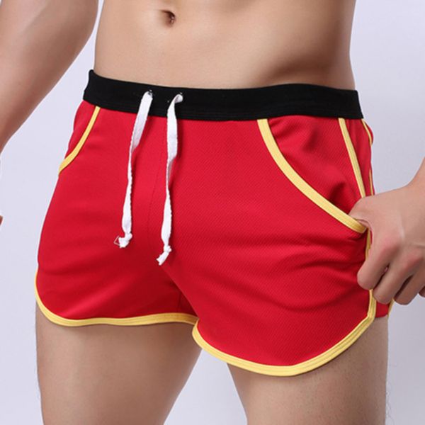 

men's sports marathon running shorts outdoor bodybuilding fitness gym boxer man shorts gym pocket straps beach breathable, Black;blue