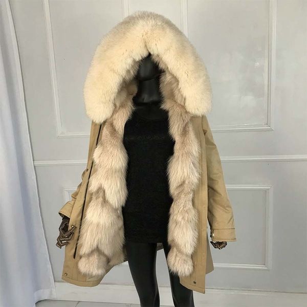 

2019 sliver long parkas large big collar fox liner thick warm winter fashion new real fur coat y190926, Black;brown