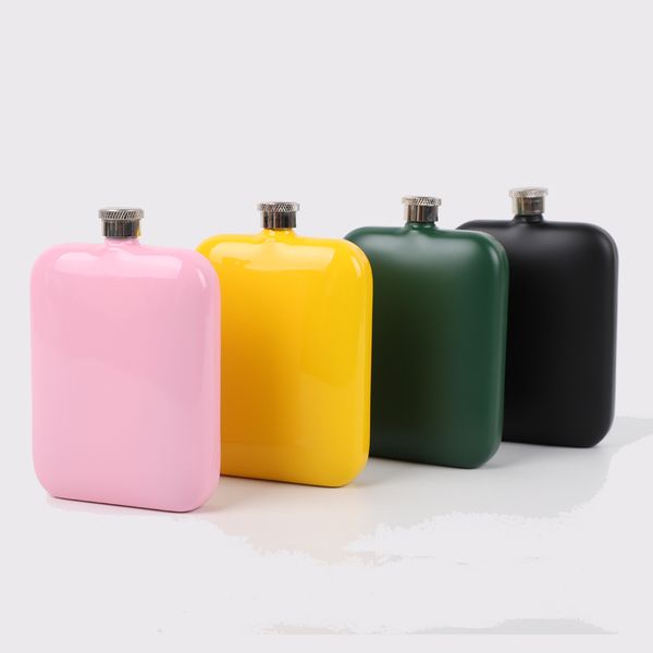 

supply thick hip flask food grade ss304 shaped stoup hip flask square 6 ounce portable paint bottle 6oz wine pot colorful flagon ship