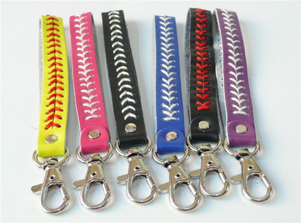 

bassball seam creative keychains pu leather football woven key ring sports softball keys holders women men fans souvenir e3309, Red;brown
