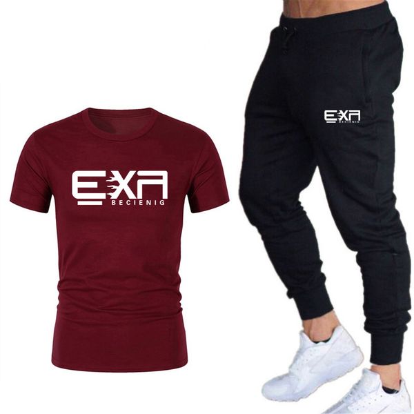 

men's sets t shirts+pants two pieces sets casual tracksuit men/women new fashion printing suits sportwear gyms fitness trousers, Gray