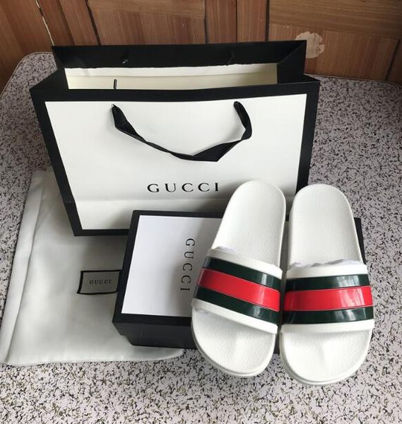 

new 2019 slide sandals designer shoes luxury slide summer fashion wide flat slipper men and women sandals slipper flip flops 01, Black