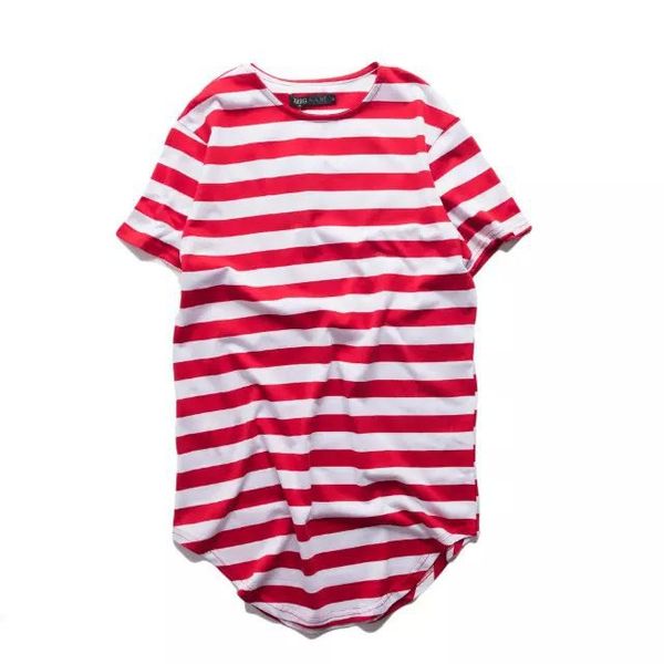 

men's t-shirts harajuku hip hop t shirt men striped extended t-shirt oversized streetwear skate tee shirts swag clothes camisetas, White;black