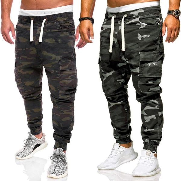 

men's sport pants fashion loose handsome pocket jeans pants tooling camouflage long casual men sweatpants streetwear m-4xl, Black