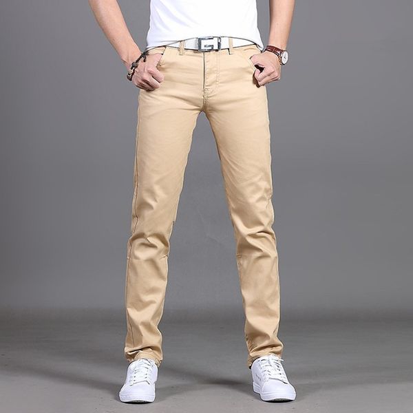 

2020 весна лето новые повседневные брюки мужчины хлопок тонкий fit chinos мода брюки мужчины одежда плюс размер 8 цветов, Black