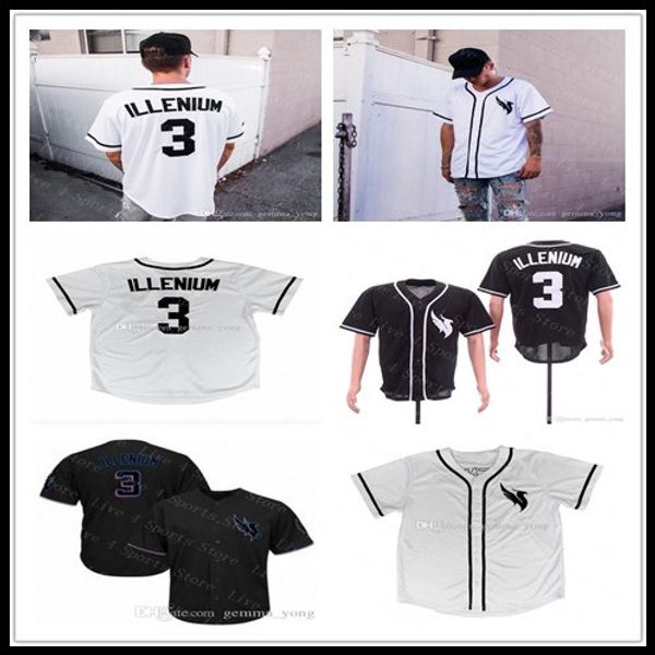 Personalizzato Uomo Donna Gioventù Bambini 3 ILLENIUM Baseball Ed Maglie girocollo Taglia S-4XL Spedizione gratuita Camicie sportive bianche nere di alta qualità