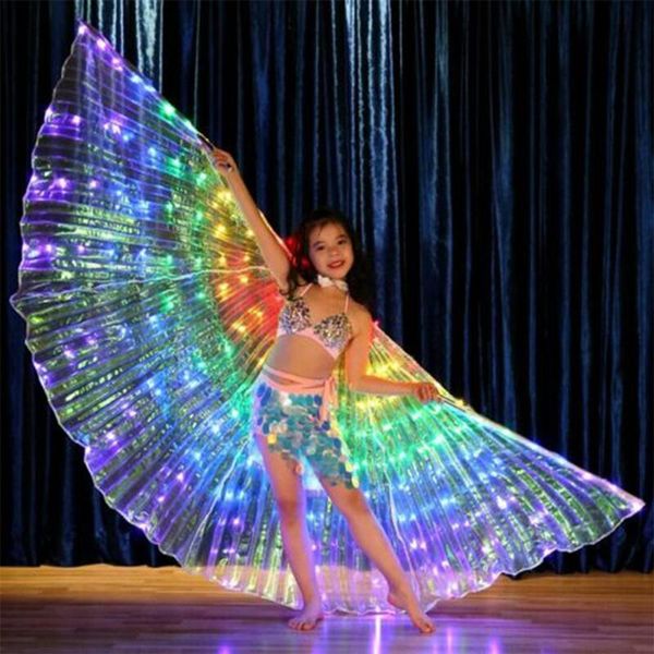 

children baby girls dancers led butterfly wings performance fluorescent belly dance carnival led costumes christmas stage shows, Blue;gray