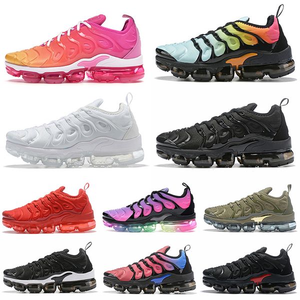 

2020 tn plus cushions mens wmens running shoes summer sunset bleached aqua be true red shark tooth golden fashion designer sneakers trainers