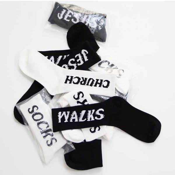 

mens socks sunday service walks socks white black skateboard fashion mens letter printed sports socks sockings hip hop