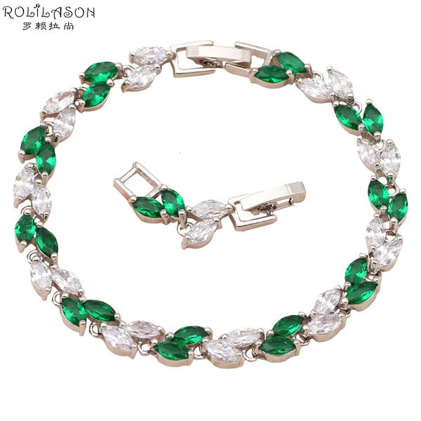 

leaves design deep green crystal zircon delicate bracelets white gold tone health fashion jewelry tb444 ing, Black