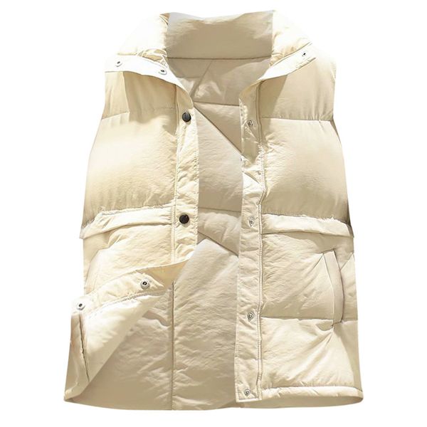 

2019 winter new fashion womens warm outwear stand neck sleeveless pockets vintage oversize coats z106, Black;white