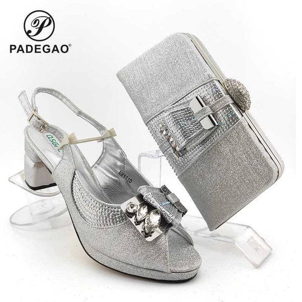 

2020 style african women shoes and bag to match set nigerian high heels party shoes and bag set for wedding dress, Black