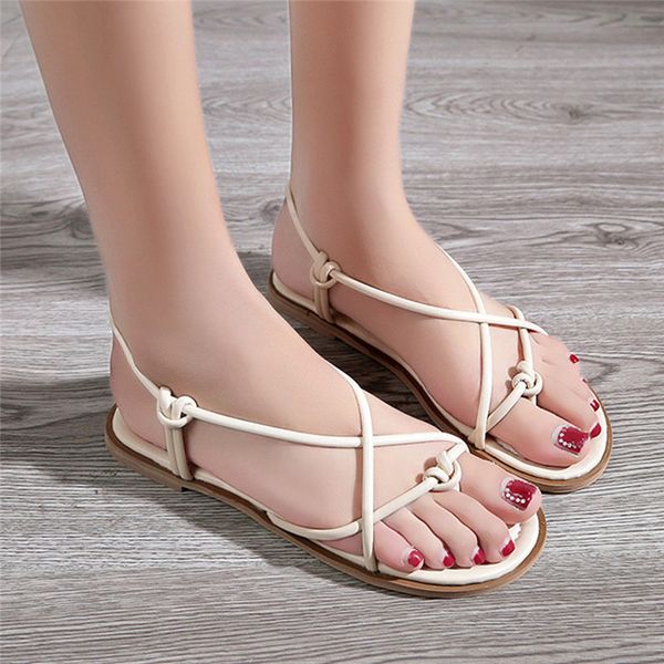 Summer 2019 Roman Style Flat Sandals Shoes Fashion Women Solid