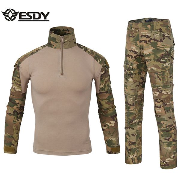 

men's outdoor tactical shirt sport set hiking pants camouflage fishing shirts men for shooting hunting clothes suits, Gray;blue