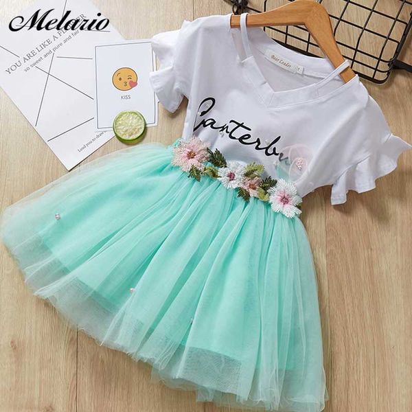 

melario girls dress 2019 new casual style girls clothes cartoon summer short sleeve stripe mesh cotton dress cute kids clothes, Red;yellow