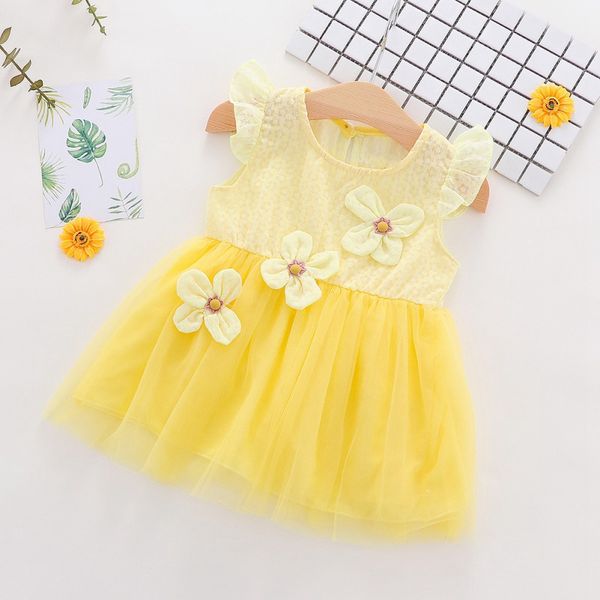 

toddler floral baptism vestido infant tulle wedding dresses newborn clothes 0-4t baby girl dress party birthday princess dress, Red;yellow