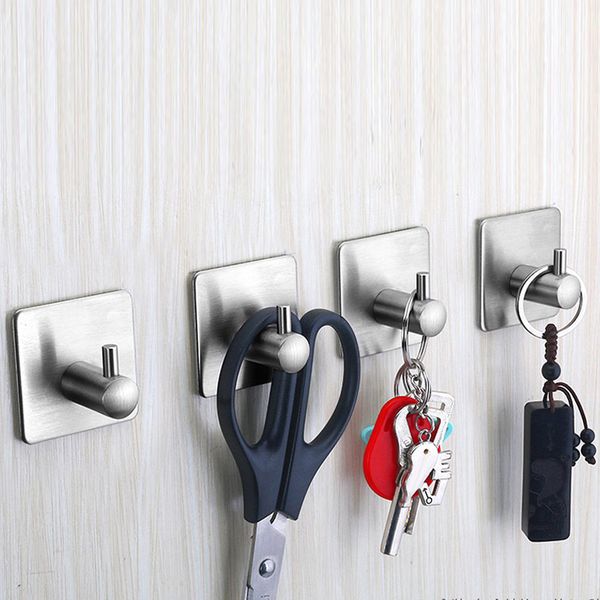 

1 pcs stainless steel towel self adhesive stick wall hook hanger bathroom kitchen door jan88