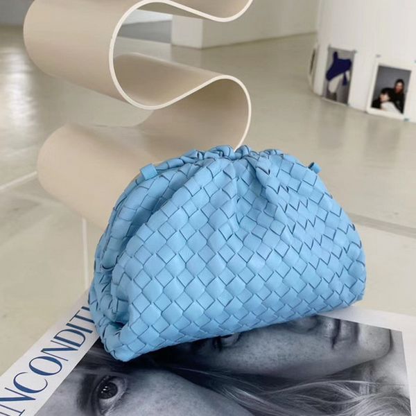 

plaid fashion wild female woven clutch purses wrinkle leather handbag big size fold soft leather lady crossbody bag