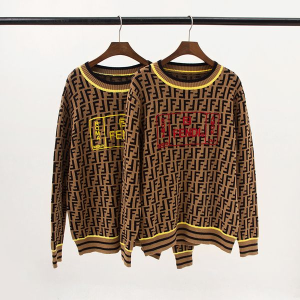 

mens женщин свитер повседневный марка с длинным рукавом для 2020 осень длинный рукав двойной f вышивки tops размер s-2xl 2 стили, White;black