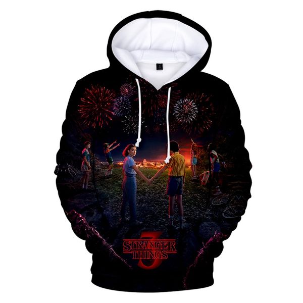 

new strangers things tv men's 3d print hoodie men's trends pullover casual wear things tv sports hoodies, Black