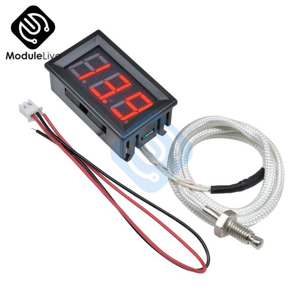 

xh-b310 dc 12v digital tube led display thermometer temperature temp meter k-type m6 thermocouple tester sensor probe, Black;white