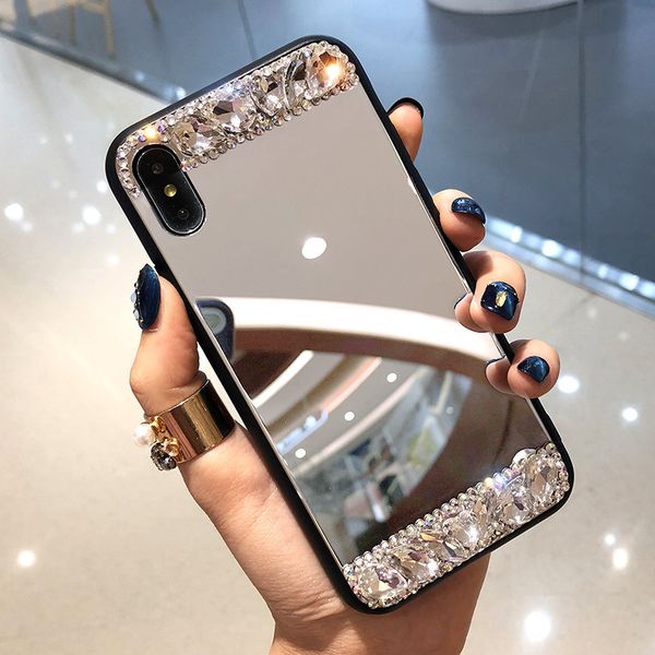 

glass mirror iphone x mobile phone shell iphone6s plus personality luxury 7p tide brand net red 8 rhinestone female application