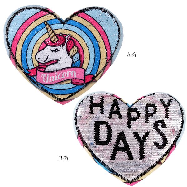 

sequined reversed unicorn patches for jackets,heart appliqued heart letter badges appliques for jeans,letters patches for clothing, Black