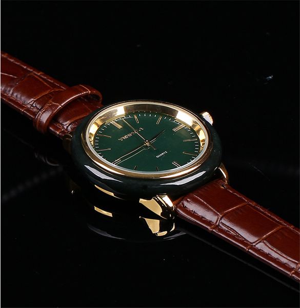 

creative personality romantic couple watches woman watch female clock men's watches quartz jade leather strap popular male watch, Slivery;brown