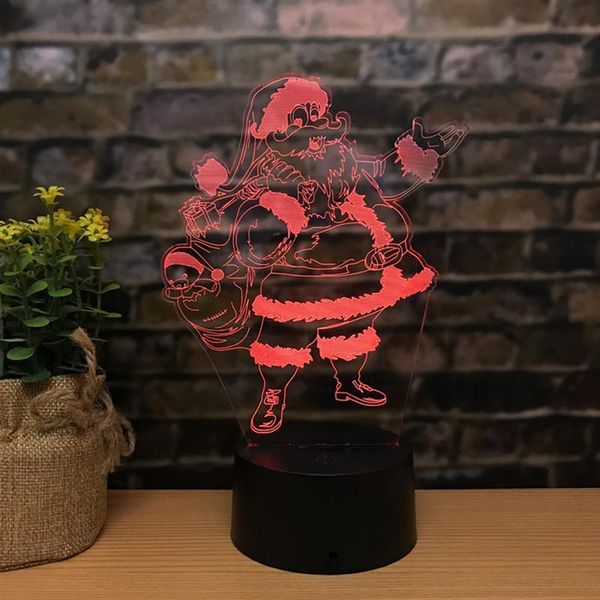

santa claus led colorful 3d light cute stereo night light glowing seven colors christmas night lamp touch table desk lamp