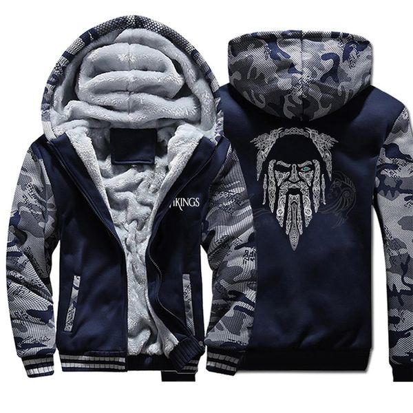 

odin hoodie men camouflage jacket 2019 winter brand warm fleece hip hop hooded sweatshirt men's thick coat, Black