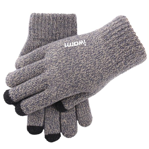 

knitted gloves touch screen thicken warm gloves winter autumn men mitten, Black