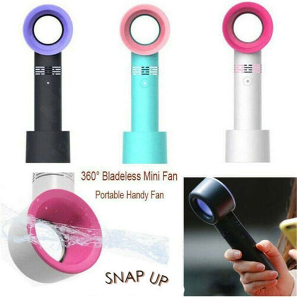 

360Â° portable cool bladeless hand held cooler mini usb cable no leaf handy fan