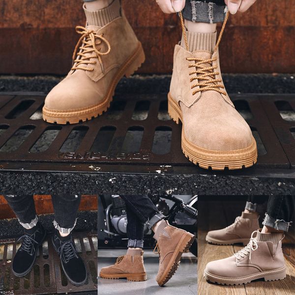 

men's fashion comfortable casual high-socks tooling boots motorcycle boots, Black