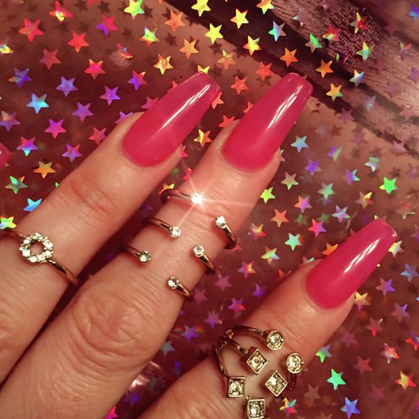 

transparent jelly color red ballet nails 24 pces 12 size fake piece false acrylic nail tips extension finger tools manicure, Red;gold