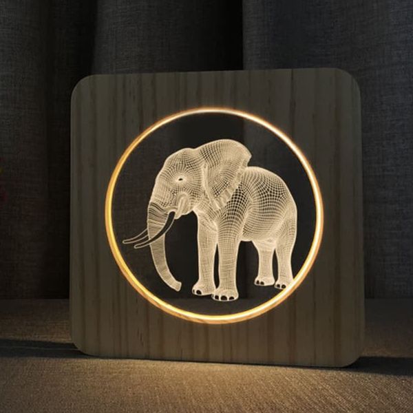 

elephant lamp led usb 3d night lamp baby room decoration wooden warm lights home decor party birthday holiday gift drop shipping
