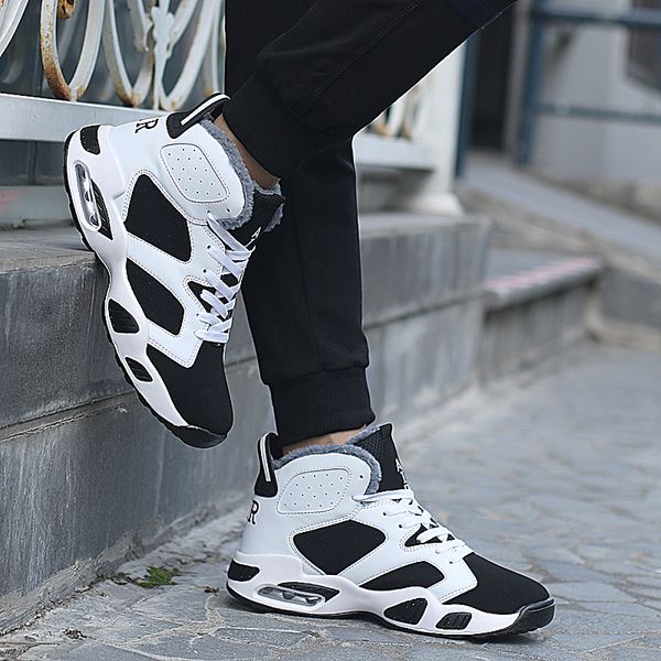 

size 35-45 winter super warm sneakers men cushion snow boots male work safety shoes high ankle botas, Black