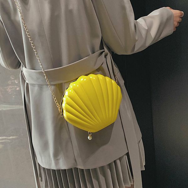 

stylish fashion lady seashell shape shoulder bag women laser mermaid sea shell chain bags crossbody bags femm handbags new